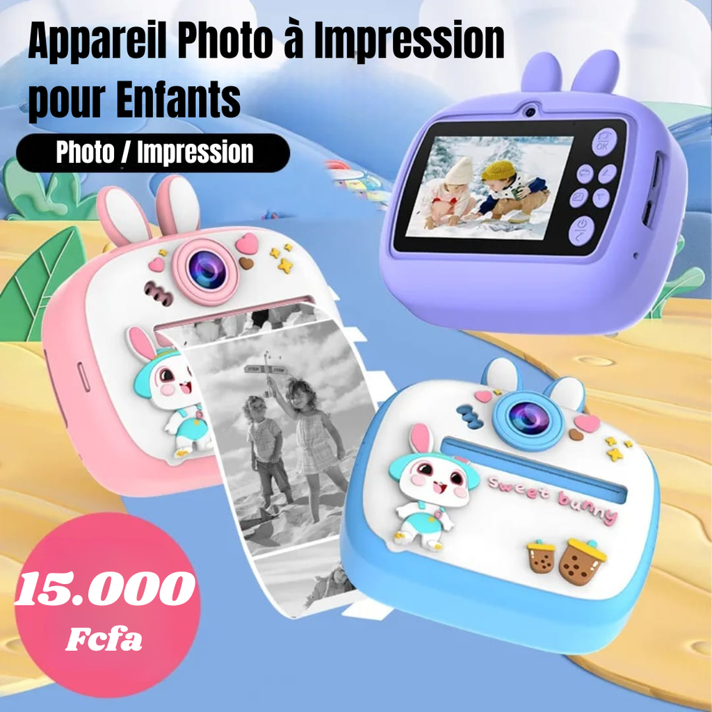 Appareil Photo Instantané Enfant, Cadeau Filles/Garçons, Appareil Photo Numérique Jouet Enfant, Cadeaux Enfant de 3 à 12 Ans,bleu,Rose 